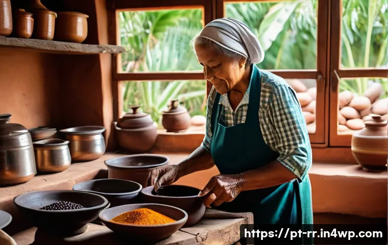 지역특산 음식에 대한 FAQ - A vibrant and detailed image of a traditional Brazilian kitchen scene showcasing an elderly grandmot...